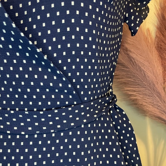 NWOT Monteau Womens Blue and White Ruffle Midi Dress - Size: Small - Picture 6 of 8